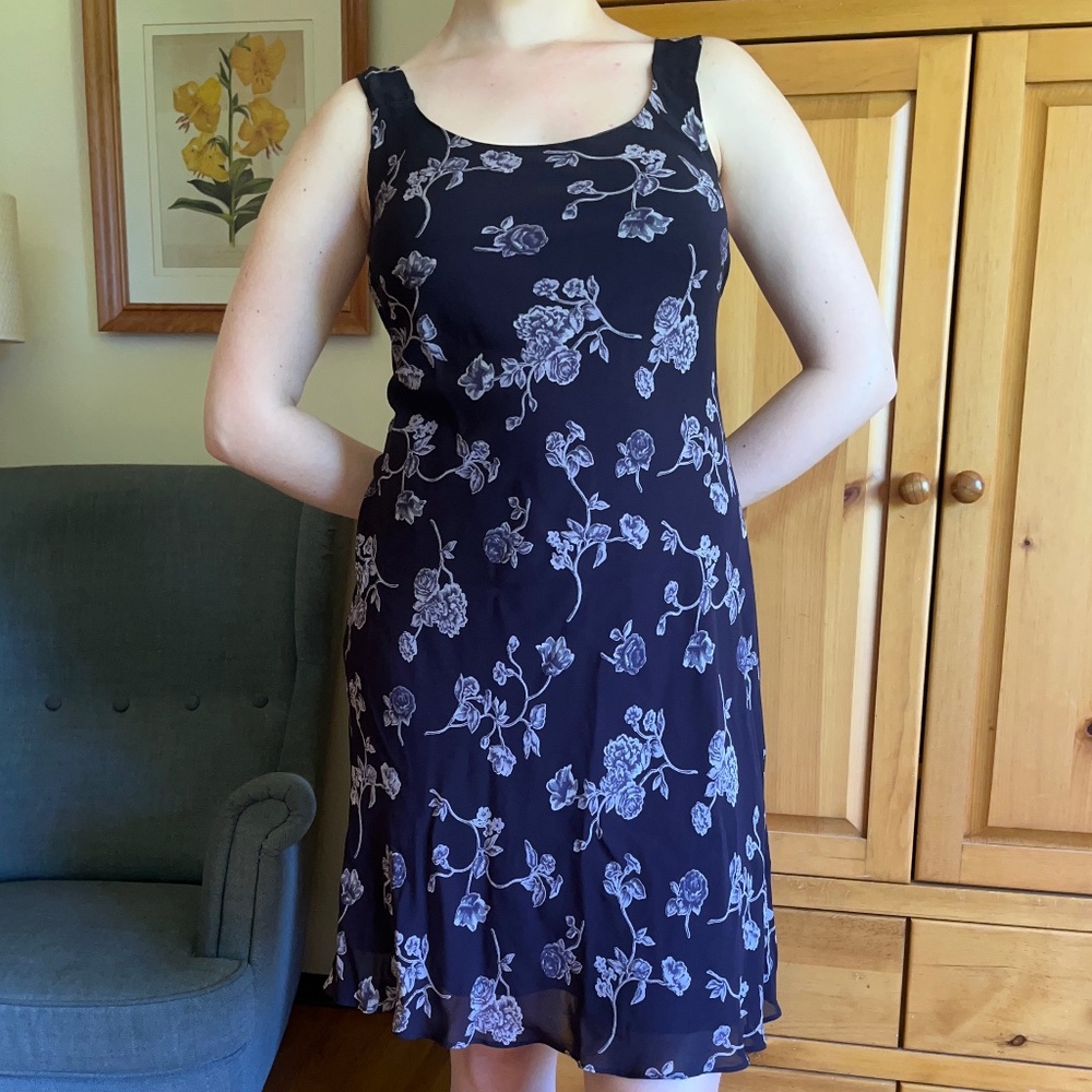 Vintage  Purple Floral Summer Dress